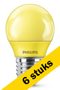 Signify Aanbieding: 6x Philips LED lamp E27 | Kogel P45 | Geel | 3.1W (25W)  LPH00476