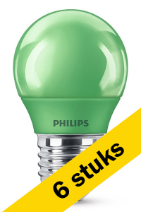 Signify Aanbieding: 6x Philips LED lamp E27 | Kogel P45 | Groen | 3.1W (25W)  LPH00480