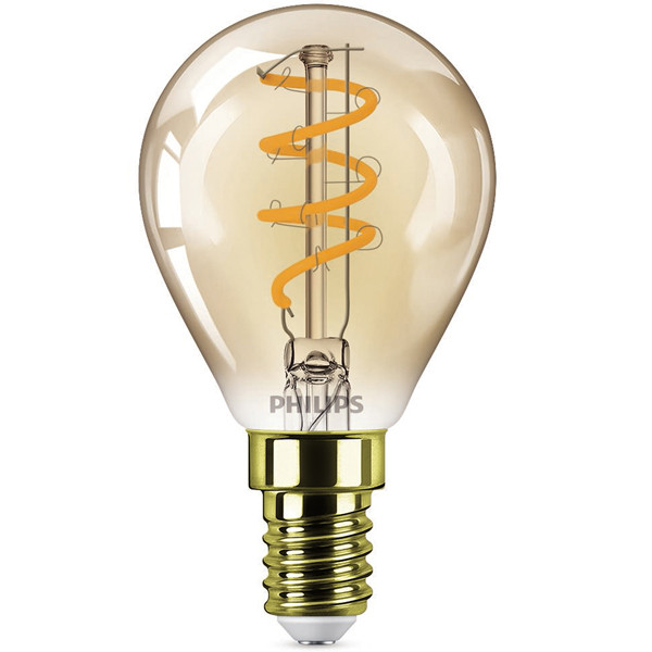 Smeren Eindig Verbetering Philips LED lamp | Vintage | E14 | Kogel | Goud | 1800K 2.6W (15W) Signify  123led.nl
