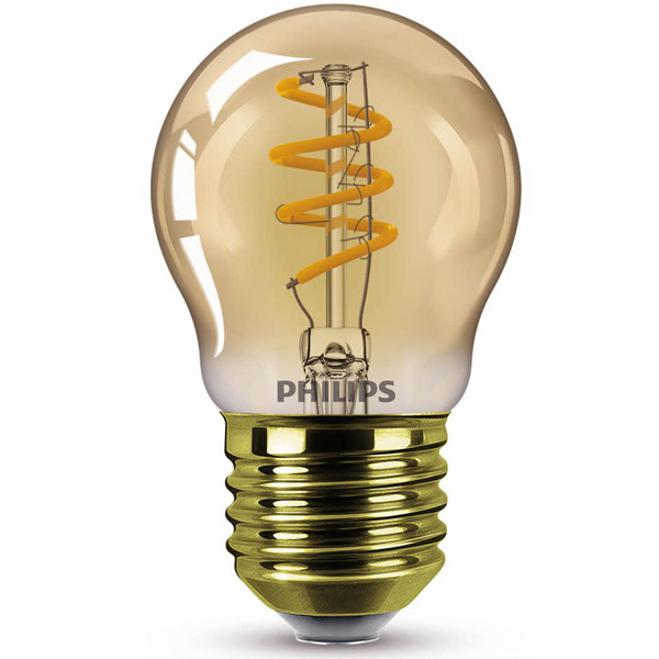 Installatie Stapel capaciteit Philips LED lamp E27 | Kogel | Filament | Goud | 1800K | 2.6W (15W) Signify  123led.nl