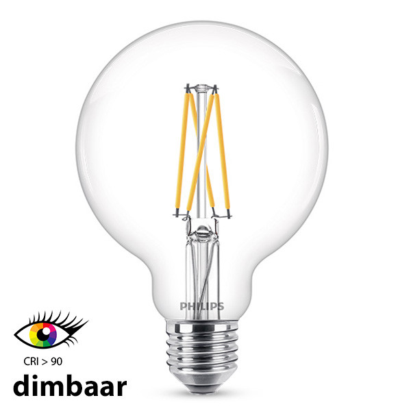 Fitness Het strand Kwaadaardig Dimbare bollamp filament WarmGlow E27 Bollamp E27 (grote fitting) Philips  LED lamp E27 | WarmGlow | Globe G95 | Filament | 2200-2700K | 5.9W (60W)  123led.nl