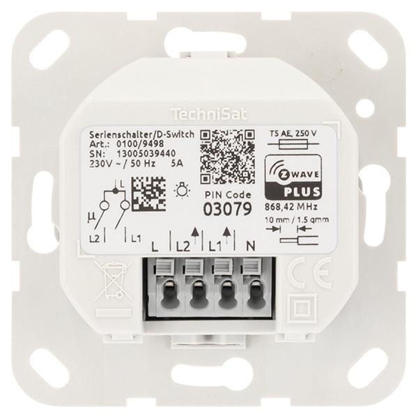 Technisat slimme dubbele inbouwschakelaar Z-Wave (Plus) 0-1500W voor Gira  LTE00008 - 2