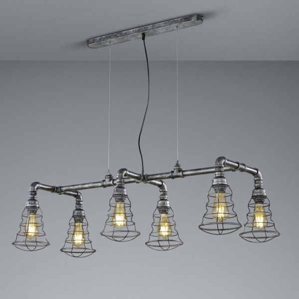 Trio Gotham hanglamp zilver, geschikt voor 6 x E27  LTR00189 - 2